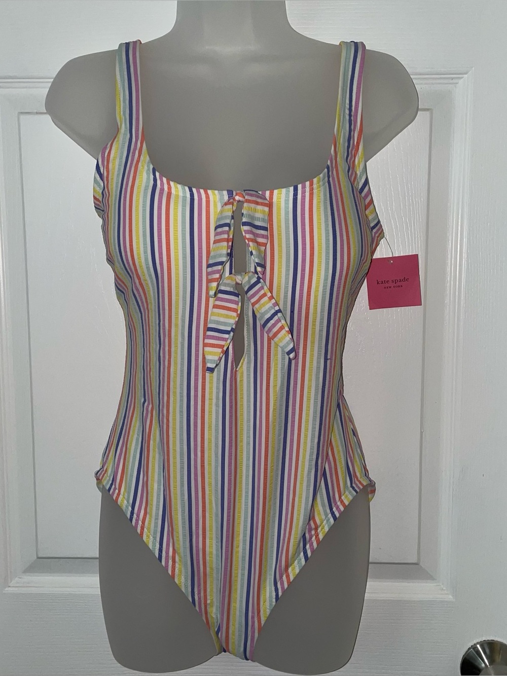 NWT Kate Spade Beach Stripe Printed Tied One Piece Swimsuit